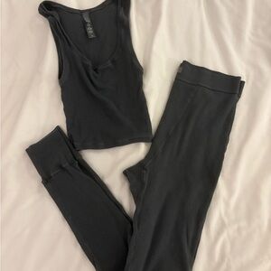 SKIMS Dark Gray Leggings and Tank Set